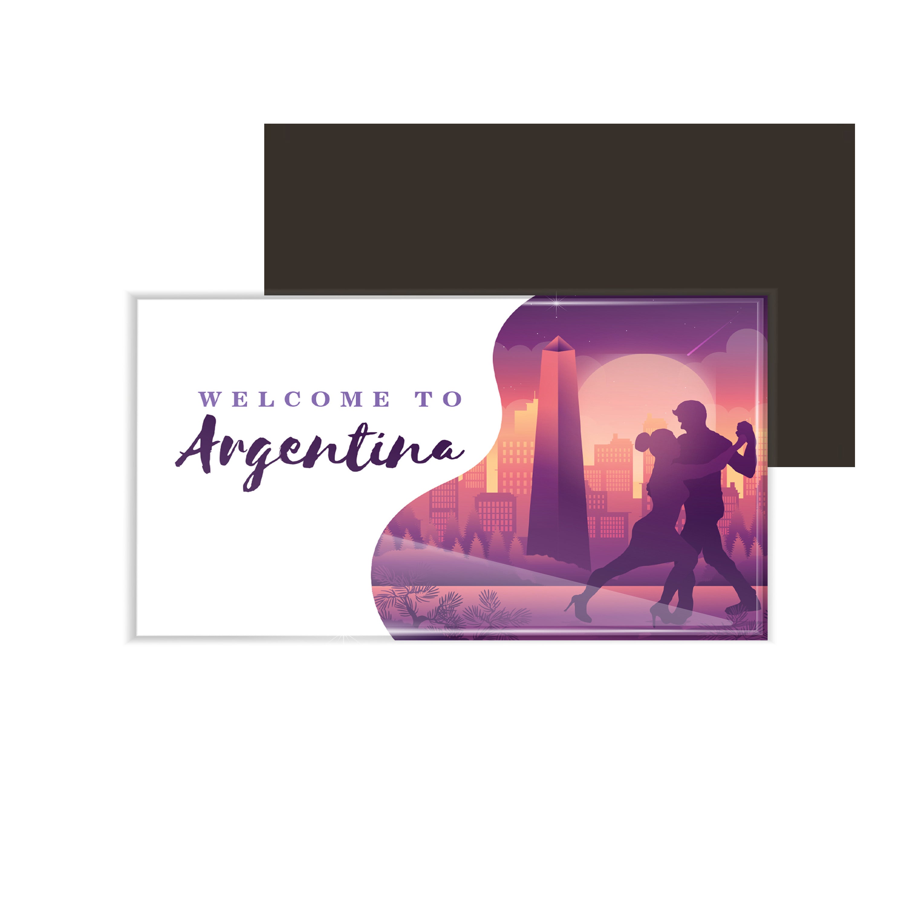 dhcrafts Fridge Magnet Rectangle Acrylic Glass (8.6 x 5.4 cm) Purple Color Travel Argentina Design Pack of 1